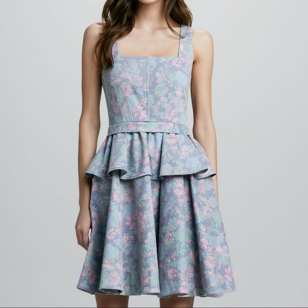 Marc By Marc Jacobs Pastel Floral Mini Dress in Light Blue and Pink
